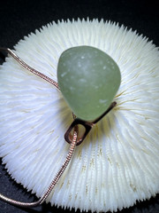 Genuine Teal Green Pacific Ocean Seaglass Marble Necklace light green USA MADE