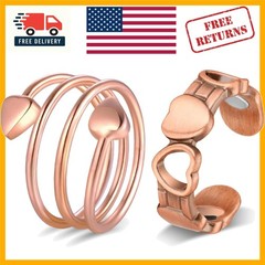 Hypoallergenic Copper Magnetic Rings – Adjustable Heart & Hollow Fashion Jewelry