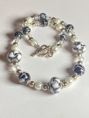 Artisan Handcrafted Art Deco Lampwork Glass Jewelry Necklace #1 Black & White