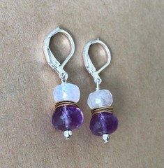 MOONSTONE AMETHYST STERLING SILVER SUNDANCE CHARM EARRINGS ARTISAN JEWELRY