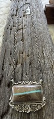 Sterling Silver Native Style SW Genuine Royston Ribbon Turquoise Bar Necklace