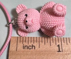 Adorable Pink Teddy Bear Pendant On Cord Necklace By 927 Designs