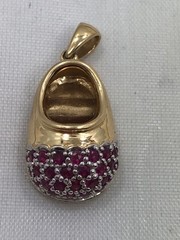 Ruby Baby Bootie/Shoe Pendant 14K Yellow Gold 3.9g CJL039230 (CJL039230)