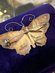 Vintage David Andersen Norway Sterling Silver & Glass Enamel Butterfly Brooch