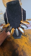 ​Handmade Faux Horn & Picasso Jasper Statement Bib