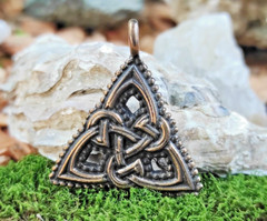 Celtic Triquetra Braided Knot Pendant, Irish Trinity Knot Triangle Talisman