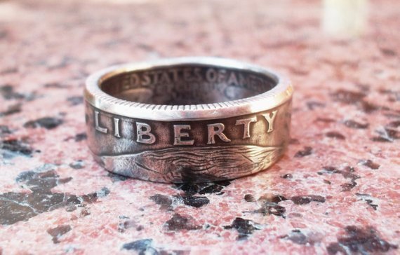 US Coin Ring Years 1965-1998 Double Sided Liberty Quarter – Birthday Gift