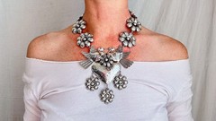 Heart & Flowers Silver Necklace. Taxco. Stunning! 0486