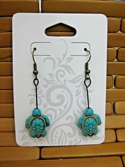 SEA TURTLE DROP FISH HOOK PIERCED EARRINGS HOWLITE TURQUOISE