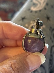 Artisan Signed Amethyst And Sterling Silver 925 Dolphins Seahorse Lapis Pendant