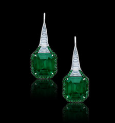 Forest Green Asscher & Round Cut 14.25CT Emerald & Fancy Shape CZ Hook Earrings