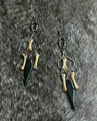 Women’s Dangle Drop Earrings Bone Black Spike witchy bone jewelry oddities