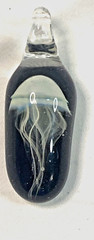 Vintage Handmade Blown Glass Blue Jellyfish Pendant- 1 3/4”