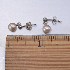 Sterling silver handmade earrings, 925 studs with pearl drops