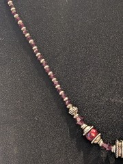 925 20.49g Sterling Silver 16″ Antique Handmade Garnet Necklace w/ Toggle Clasp