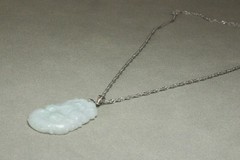 Natural White green A Jadeite jade Hand-Carved tiger (Chinese Zodiac) Pendant