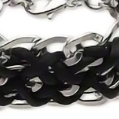 Avant Garde Black Silk Cord Silver Metal Chain Bracelet