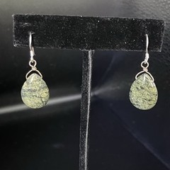 SERPENTINE JASPER Earrings green & bronze handcrafted