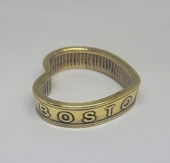 Heart shaped Pendant made from BOSTON token 617 coin ring with 24 in chain