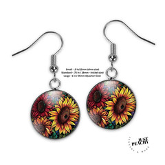 Nature Lover Vibrant Sunflower Floral Silver Jewelry Necklace Earrings Bracelet