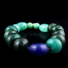 330 Cts Beautiful Green Emerald &Sapphire Beaded Stretchable Bracelet VK 69 E582