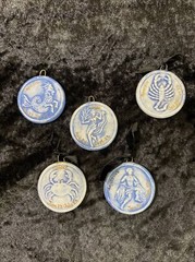 Handmade Ceramic Zodiac Astrology Signs 2″ Round: Choice of Five- Price Per Each