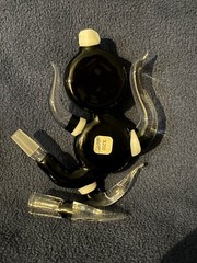 Handmade Glass Pendant Dab Rig with Face and Spiral, 10mm Rainbow Black&White
