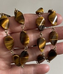 TIGERS EYE Natural POLISHED 10x16mm Stones Beaded Necklace w S-Hook 23″