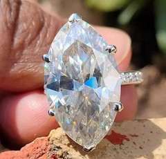 HUGE 32 Ct Treated White Diamond Solitaire Ring, Great Luster FREE Diamond Studs