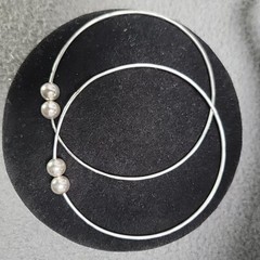 Bracelet Bangles Pair 925 Sterling Silver 6″ Sliding Ball Beads Handcrafted