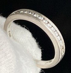 Sterling Silver Cubic Zirconia Ring Band Channel-Set 925 Designer H Size 6.75