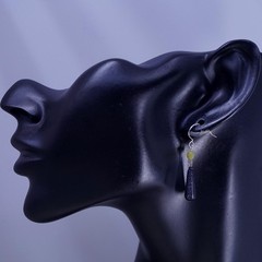 vintage sterling silver 925 teardrop blue goldstone earrings with jade beads