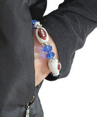 Football Bracelet Sport Jewelry Blue Football Team Color Handmade