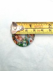 Floral Colorful Hand Blown Glass Donut Pendant