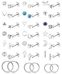 REVOLIA 21Pairs 20G Threadless Cartilage Earrings Set Surgical Steel Push in …