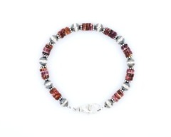 Purple Spiny Oyster Bracelet, 6mm Heishi & Sterling Silver, Native American