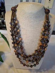 TAGUA Nut NECKLACE, ACAI SEED organic Jlry handmade Ecuador 4 Strand Lightweight
