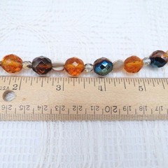 Handmade Amber and Brown Crystal Necklace 16 Inches For Women Fall Colors