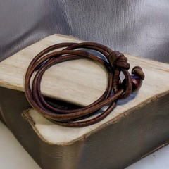 Leather Triple Wrap Anklet – Handmade Surfer & Boho Style