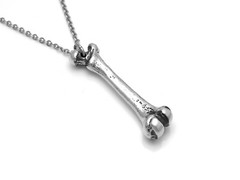 Handmade Anatomical Femur Bone Pendant Necklace in Pewter, Human Anatomy Jewelry