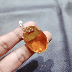 Yellow Citrine Gemstone Pendant Sterling Silver Citrine Pendant Handmade Jewelry