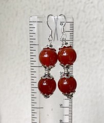 925 Sterling Silver + 10 mm Rnd Beads Original Red Orange Onyx 2