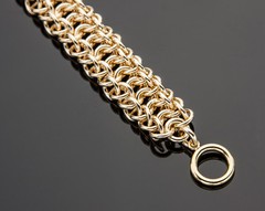 Vipera Berus Chain Maille Bracelet 14K Yellow Gold Filled 8 Inch Artisan Crafted