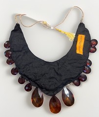 Roberta Freymann Beaded Statement Bib Necklace Wine Drop Tiger Eye Brown NWT