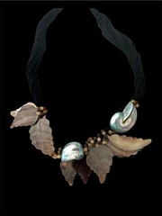 Mother of Pearl Shell Statement Beaded Necklace Leaf Irregular Nature Theme