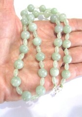 Vintage Jade Bead 8mm Round Necklace 18 inches 925 Sterling Silver
