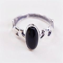 Sz 9.75, Navajo Lowell Draper Sterling 925 Silver Handmade Ring W/ Obsidian
