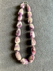 MMA BMCo Sterling Silver Polished Chevron Amethyst Nugget Statement Necklace