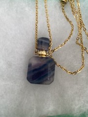 Natural Green Amethyst Perfume Bottle Long 30” necklace