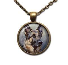 German Shepherd Dog Canine Lovers – Handmade ROUND Glass Pendant Necklace